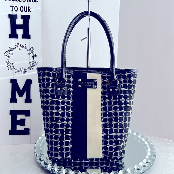 kate spade Handbags - Vintage Kate Spade Classic Jacquard Black Patent Trim small tote